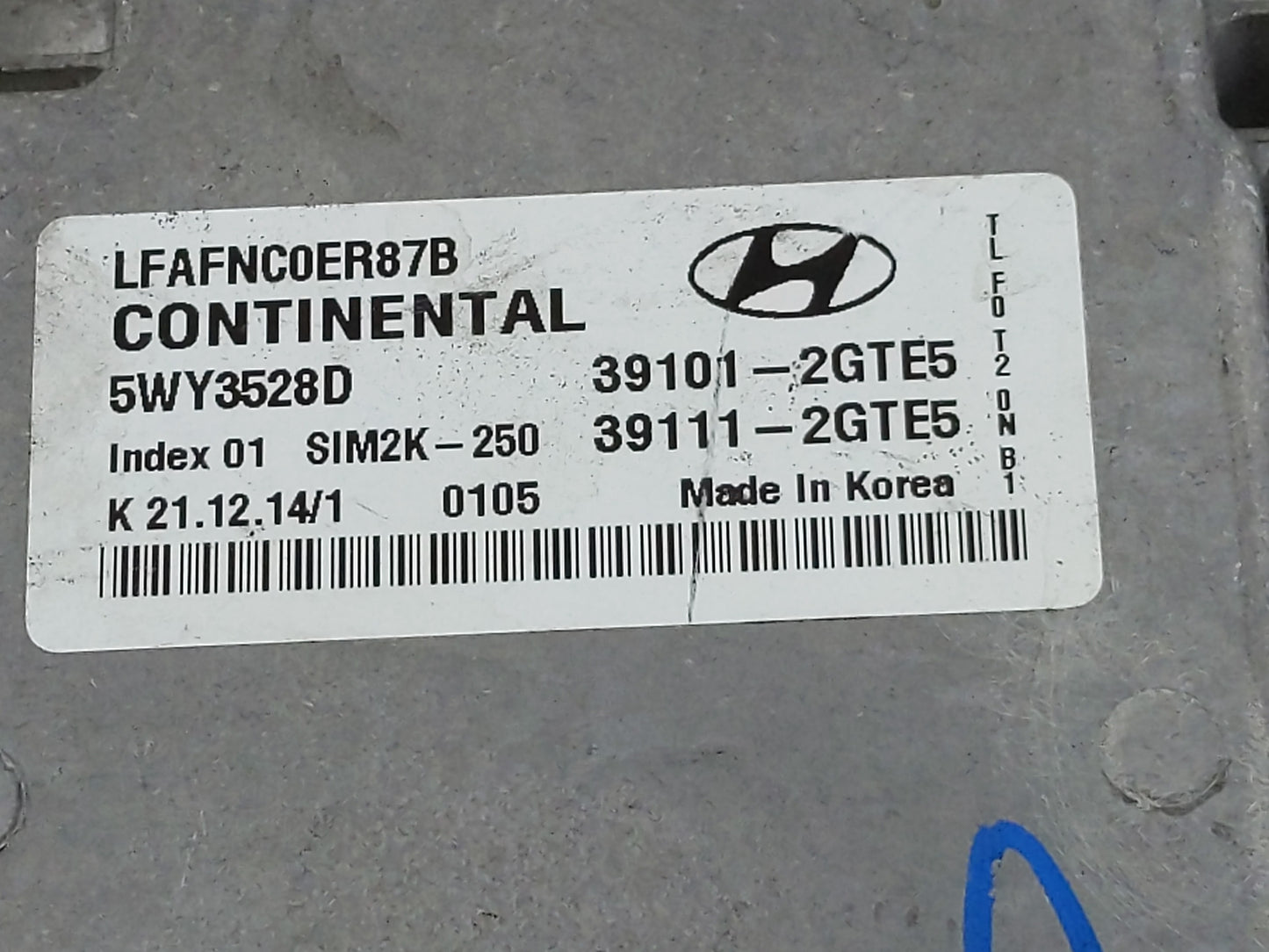 2015 Hyundai Sonata PCM Engine Control Computer ECU ECM PCU OEM P/N:39111-2GTE5 39101-2GTE5 Fits OEM Used Auto Parts - Oemus