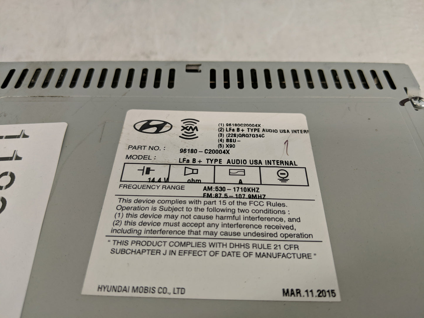 2015-2017 Hyundai Sonata Radio AM FM Cd Player Receiver Replacement P/N:96180-C20004X Fits Fits 2015 2016 2017 OEM Used Auto