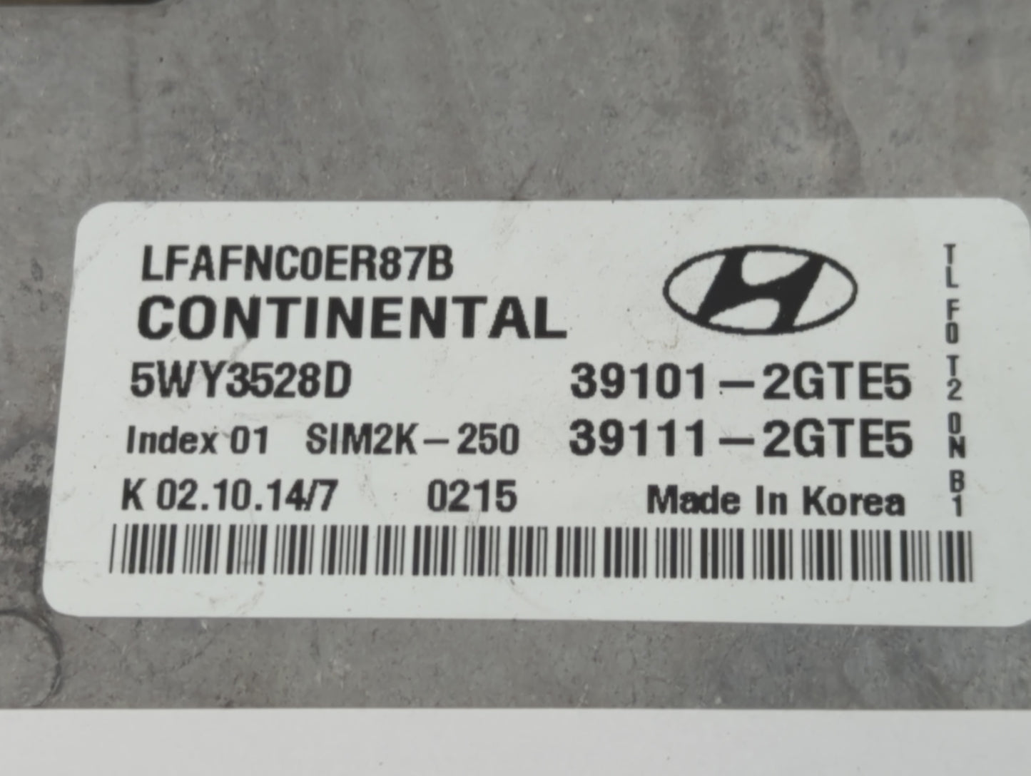 2015-2017 Hyundai Sonata PCM Engine Control Computer ECU ECM PCU OEM P/N:39101-2GTE5 Fits Fits 2015 2016 2017 OEM Used Auto 