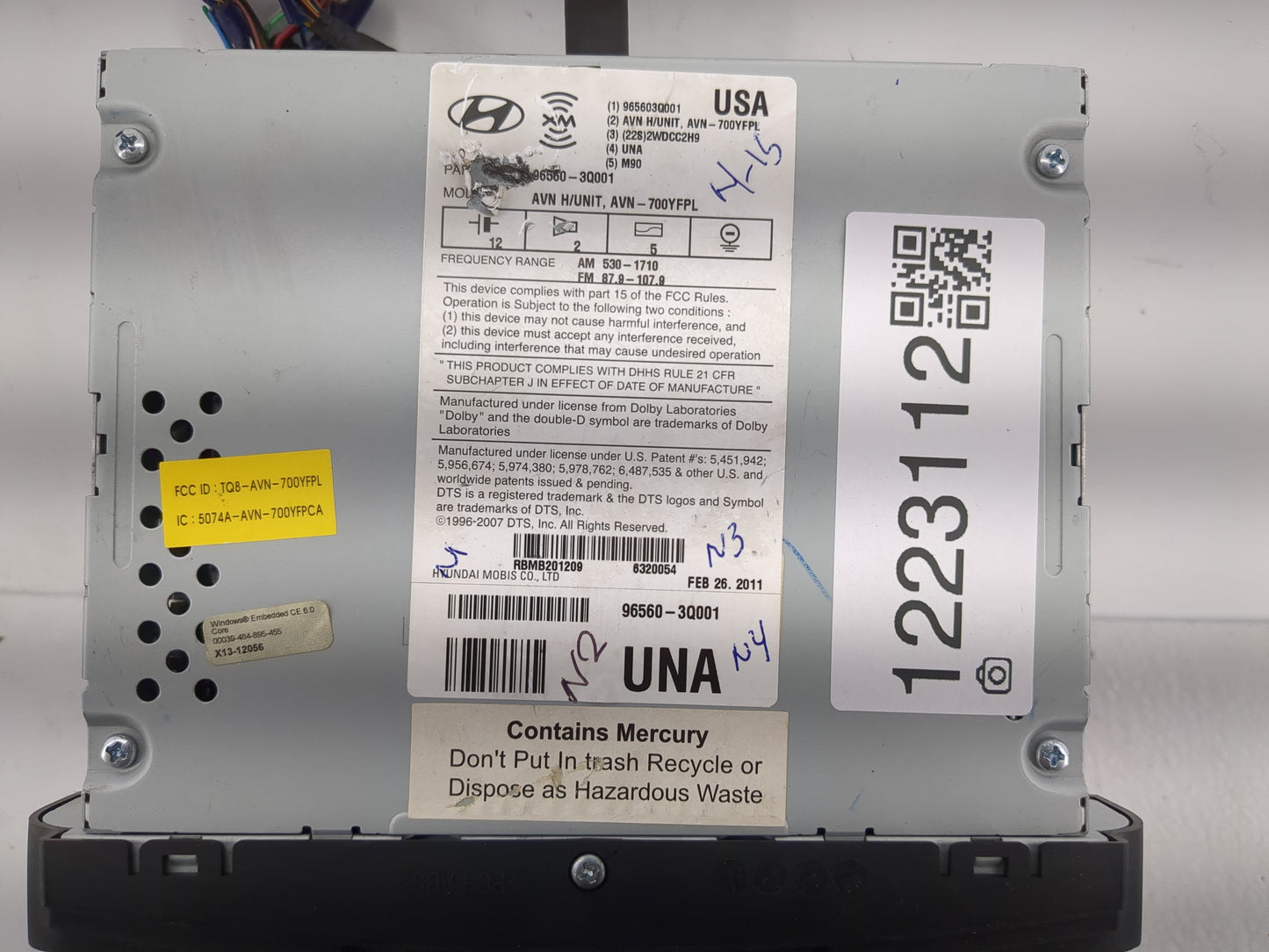 2011-2015 Hyundai Sonata Radio AM FM Cd Player Receiver Replacement Fits Fits 2011 2012 2013 2014 2015 OEM Used Auto Parts -