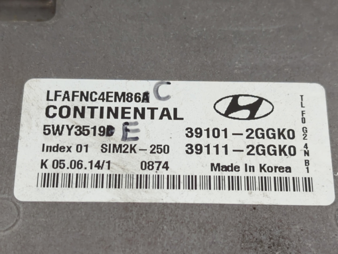 2015-2017 Hyundai Sonata PCM Engine Control Computer ECU ECM PCU OEM P/N:39111-2GGK0 39101-2GGK0 Fits Fits 2015 2016 2017 OE
