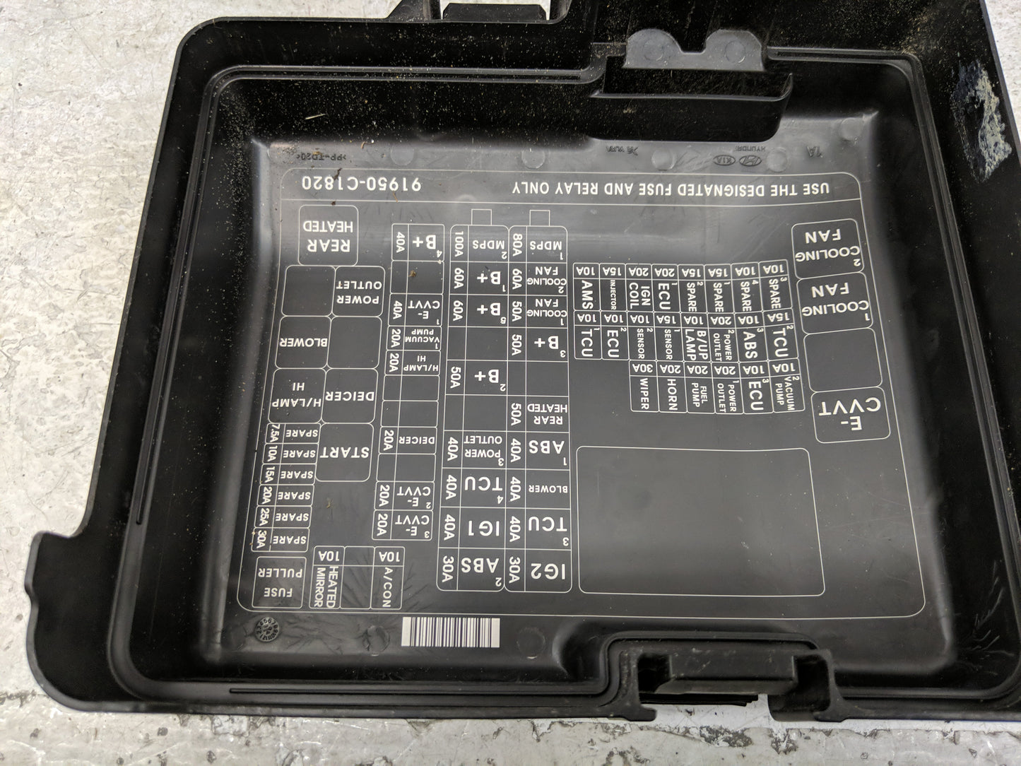 2015 Hyundai Sonata Fusebox Fuse Box Panel Relay Module P/N:91950-C1820 Fits OEM Used Auto Parts - Oemusedautoparts1.com