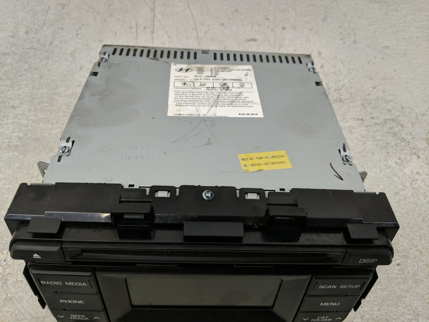 2015 Hyundai Sonata Radio AM FM Cd Player Receiver Replacement P/N:96170-C20004X Fits OEM Used Auto Parts - Oemusedautoparts