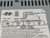 2015 Hyundai Sonata Radio AM FM Cd Player Receiver Replacement P/N:96180-C20004X Fits OEM Used Auto Parts - Oemusedautoparts