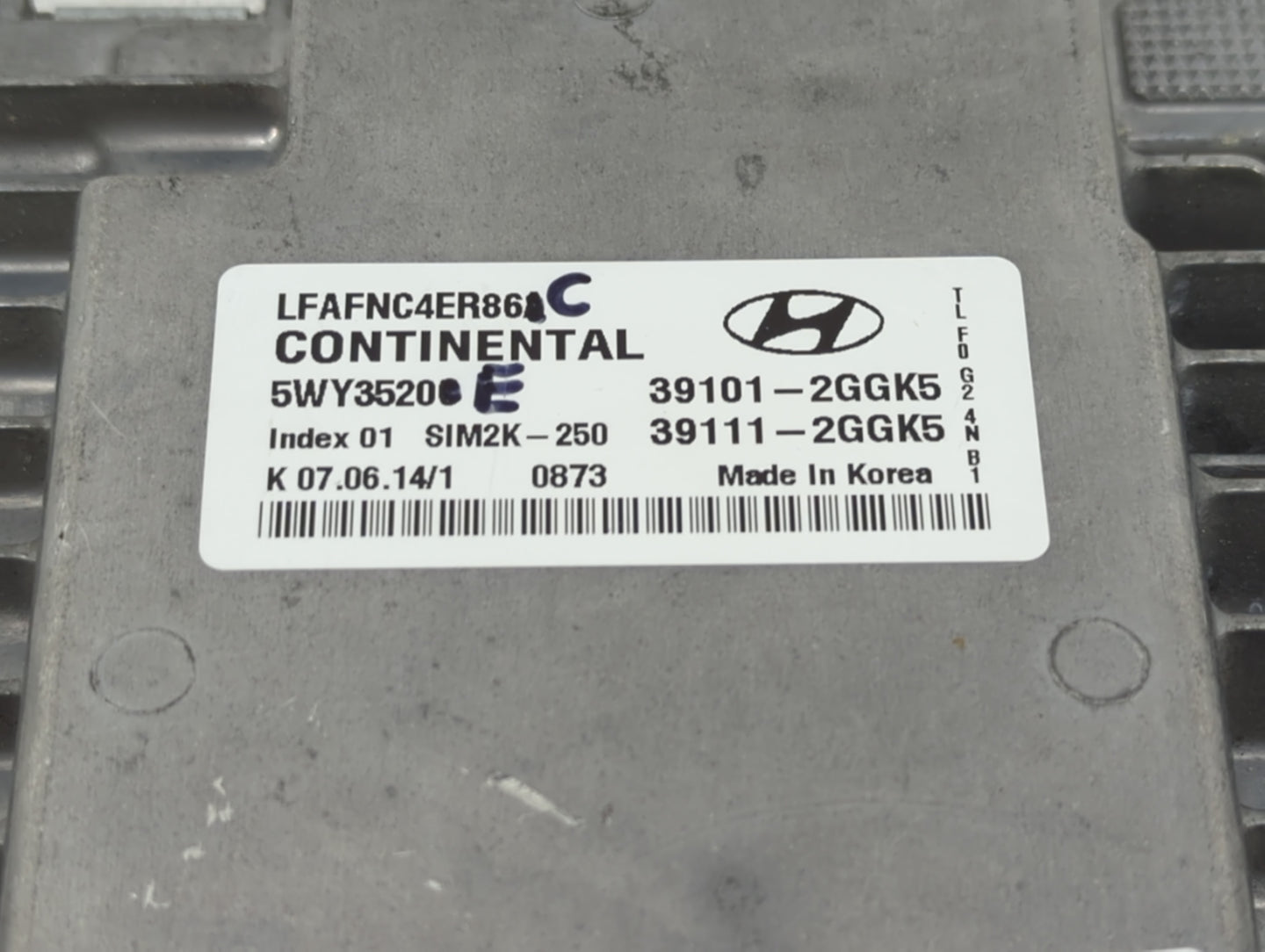 2015-2017 Hyundai Sonata PCM Engine Control Computer ECU ECM PCU OEM P/N:39111-2GGK5 39101-2GGK5 Fits Fits 2015 2016 2017 OE