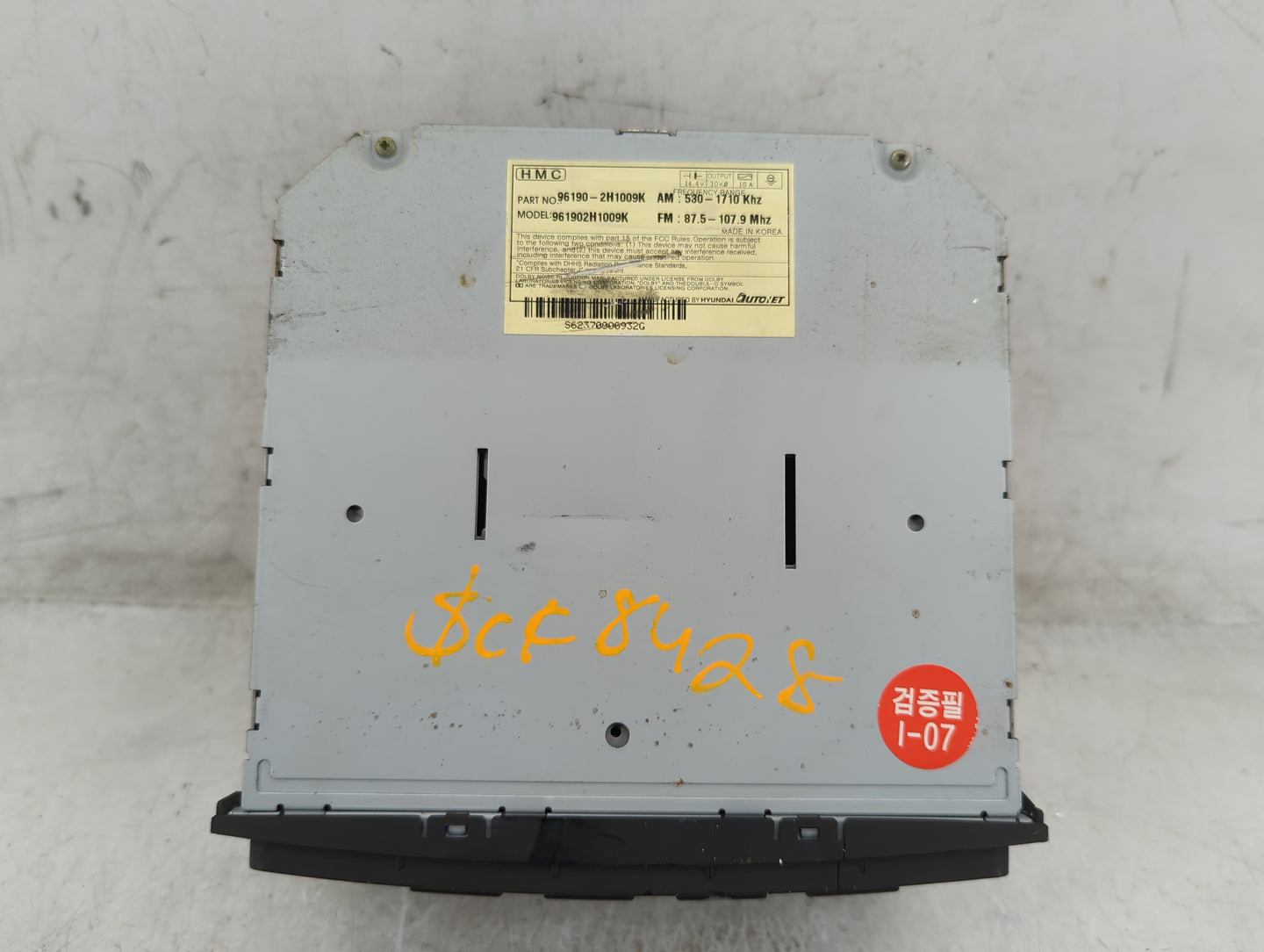 2015-2017 Hyundai Sonata Radio AM FM Cd Player Receiver Replacement P/N:96190-2H1009 Fits Fits 2015 2016 2017 OEM Used Auto 