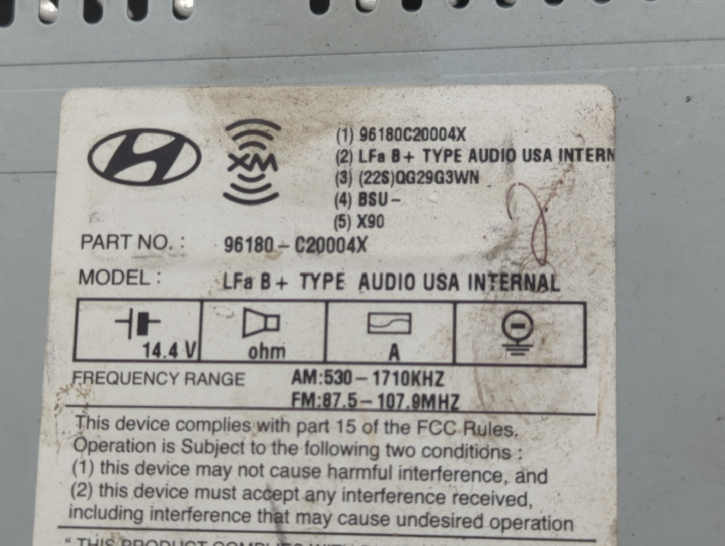2015-2017 Hyundai Sonata Radio AM FM Cd Player Receiver Replacement P/N:96180-C20004X 96180C20004X Fits Fits 2015 2016 2017 