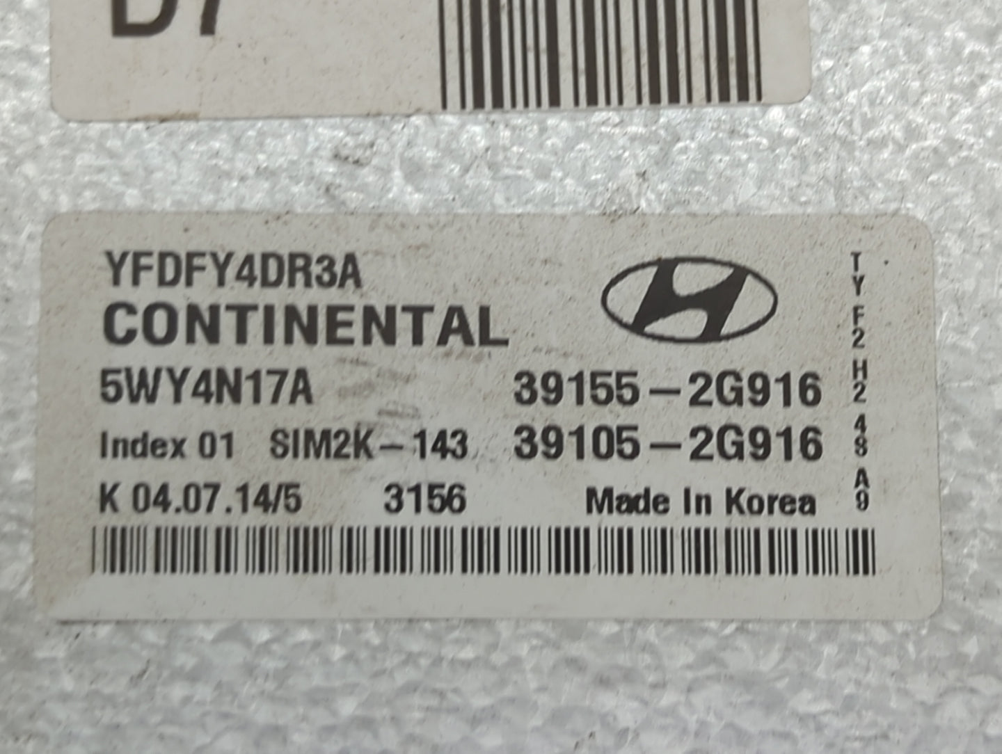 2011-2015 Hyundai Sonata PCM Engine Control Computer ECU ECM PCU OEM P/N:39155-2G916 39105-2G916 Fits OEM Used Auto Parts - 
