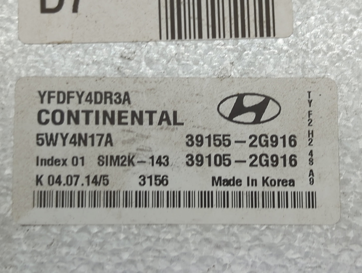 2011-2015 Hyundai Sonata PCM Engine Control Computer ECU ECM PCU OEM P/N:39155-2G916 39105-2G916 Fits OEM Used Auto Parts - 