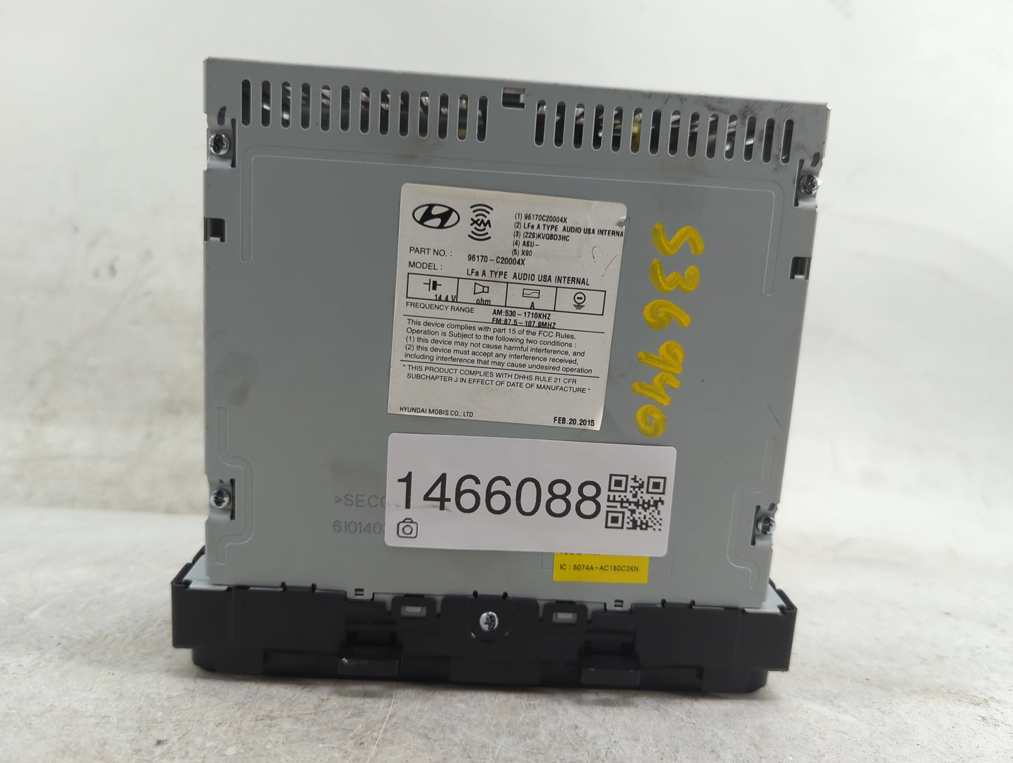2015 Hyundai Sonata Radio AM FM Cd Player Receiver Replacement P/N:96170C20004X 96170-C20004X Fits OEM Used Auto Parts - Oem