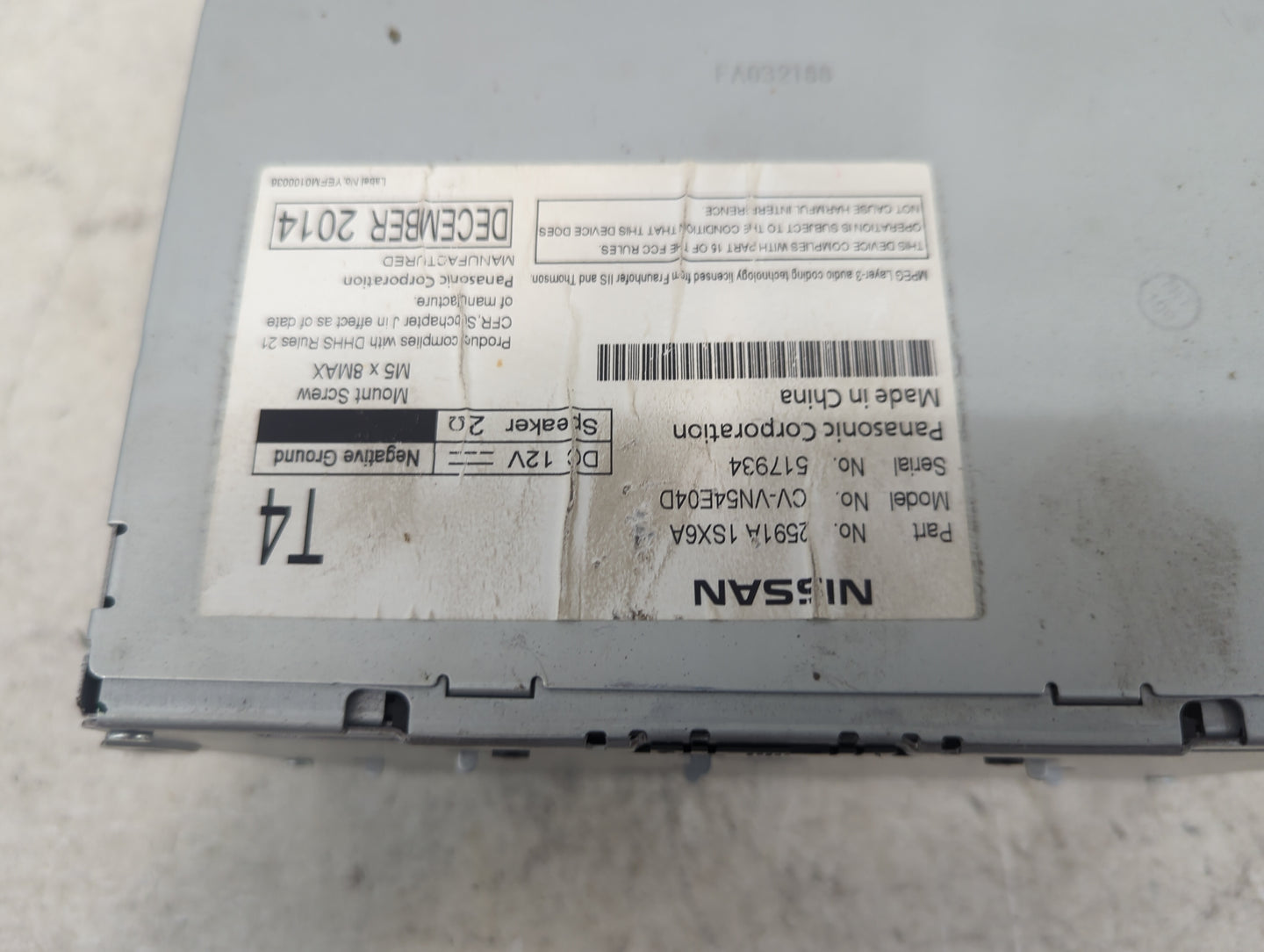 2015 Hyundai Sonata Radio AM FM Cd Player Receiver Replacement P/N:2591A 1SX6A Fits OEM Used Auto Parts - Oemusedautoparts1.