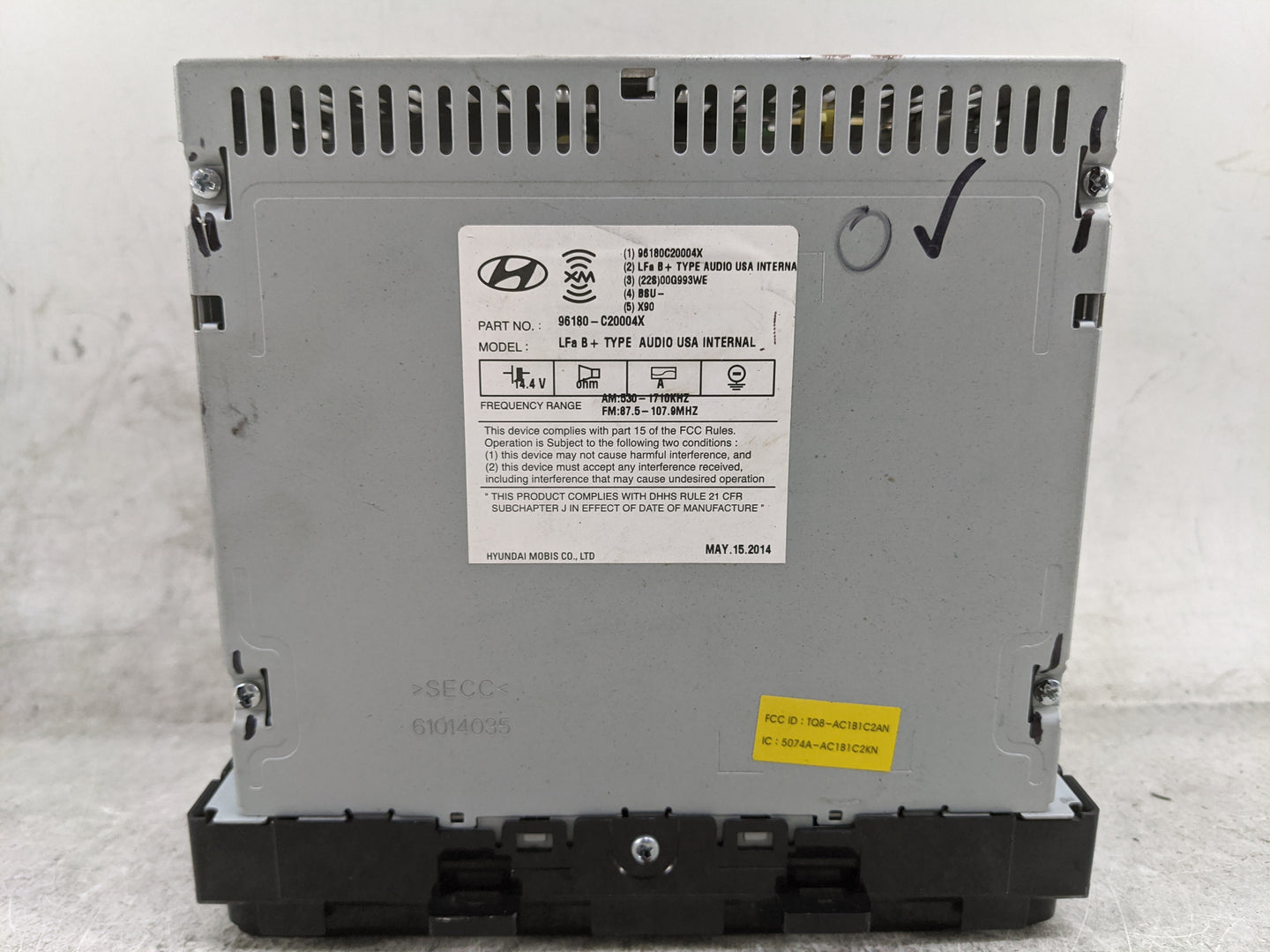 2015-2017 Hyundai Sonata Radio AM FM Cd Player Receiver Replacement P/N:96180-C20004X A5LE501109A Fits Fits 2015 2016 2017 O