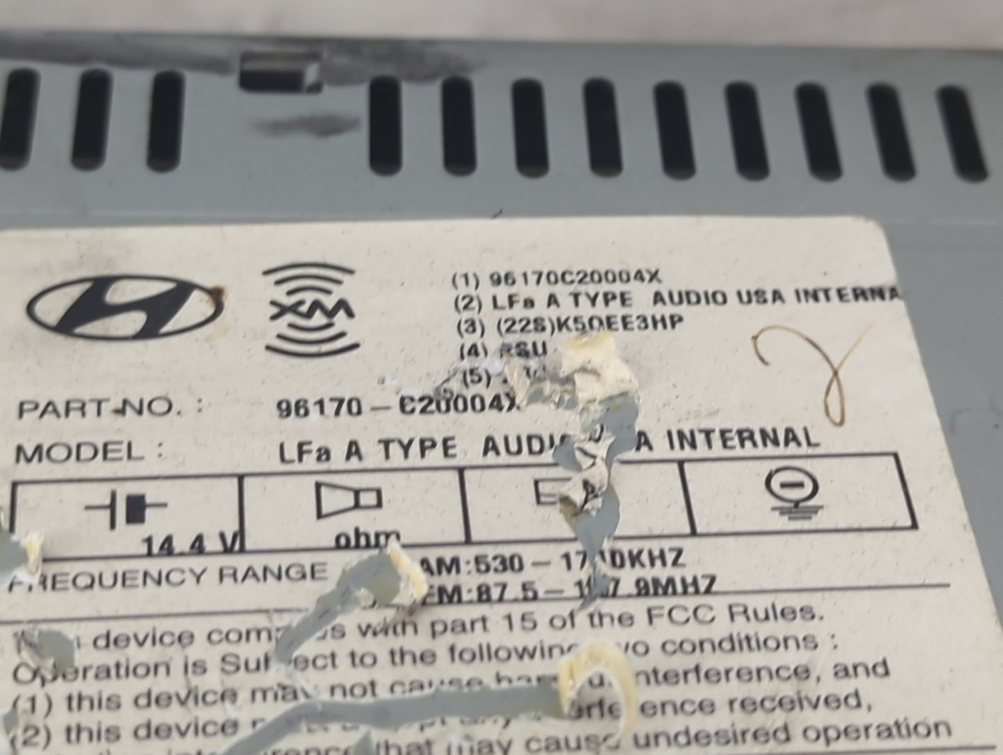 2015 Hyundai Sonata Radio AM FM Cd Player Receiver Replacement P/N:96170C20004X Fits OEM Used Auto Parts - Oemusedautoparts1
