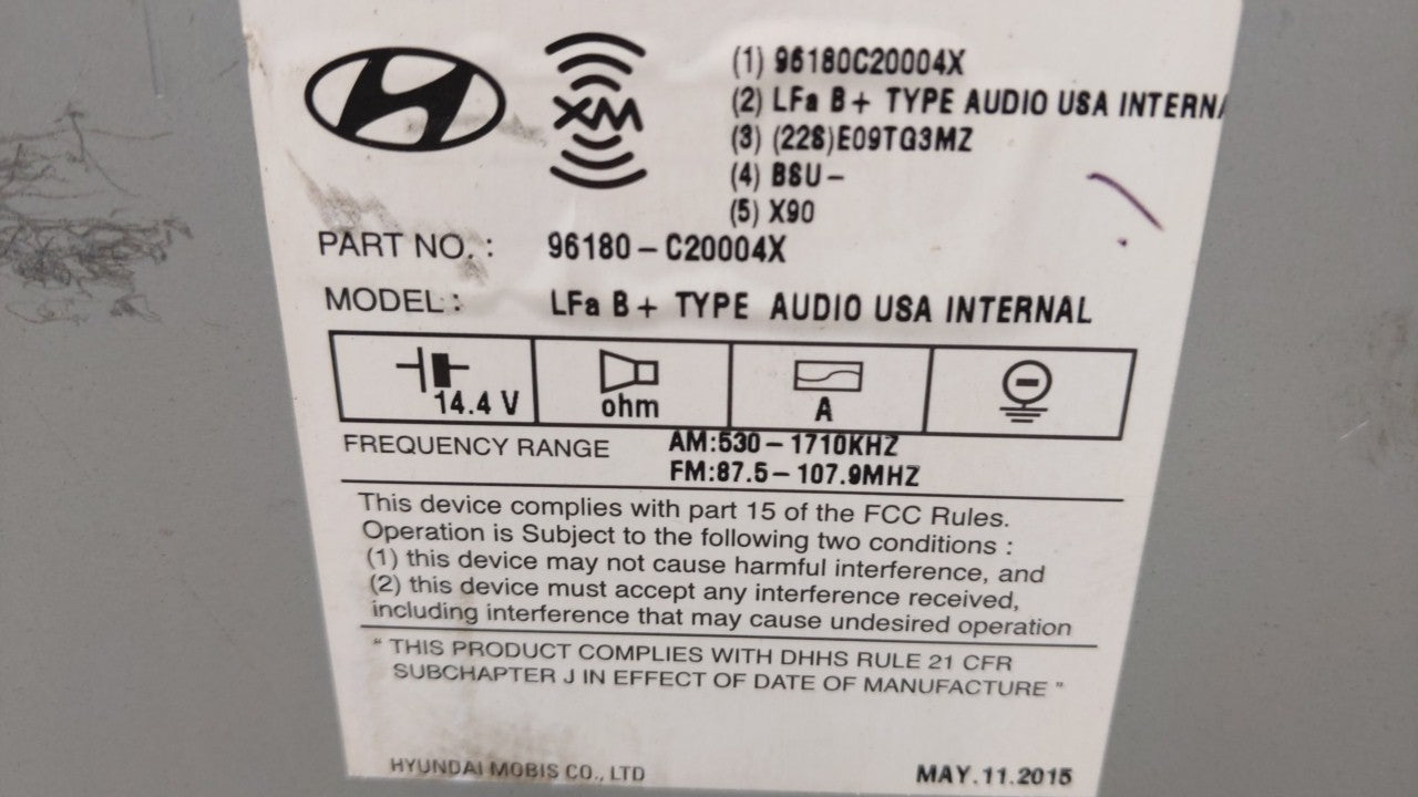 2015-2017 Hyundai Sonata Am Fm Cd Player Radio Receiver - Oemusedautoparts1.com