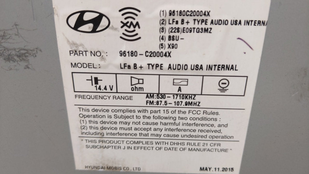 2015-2017 Hyundai Sonata Am Fm Cd Player Radio Receiver 159285 - Oemusedautoparts1.com