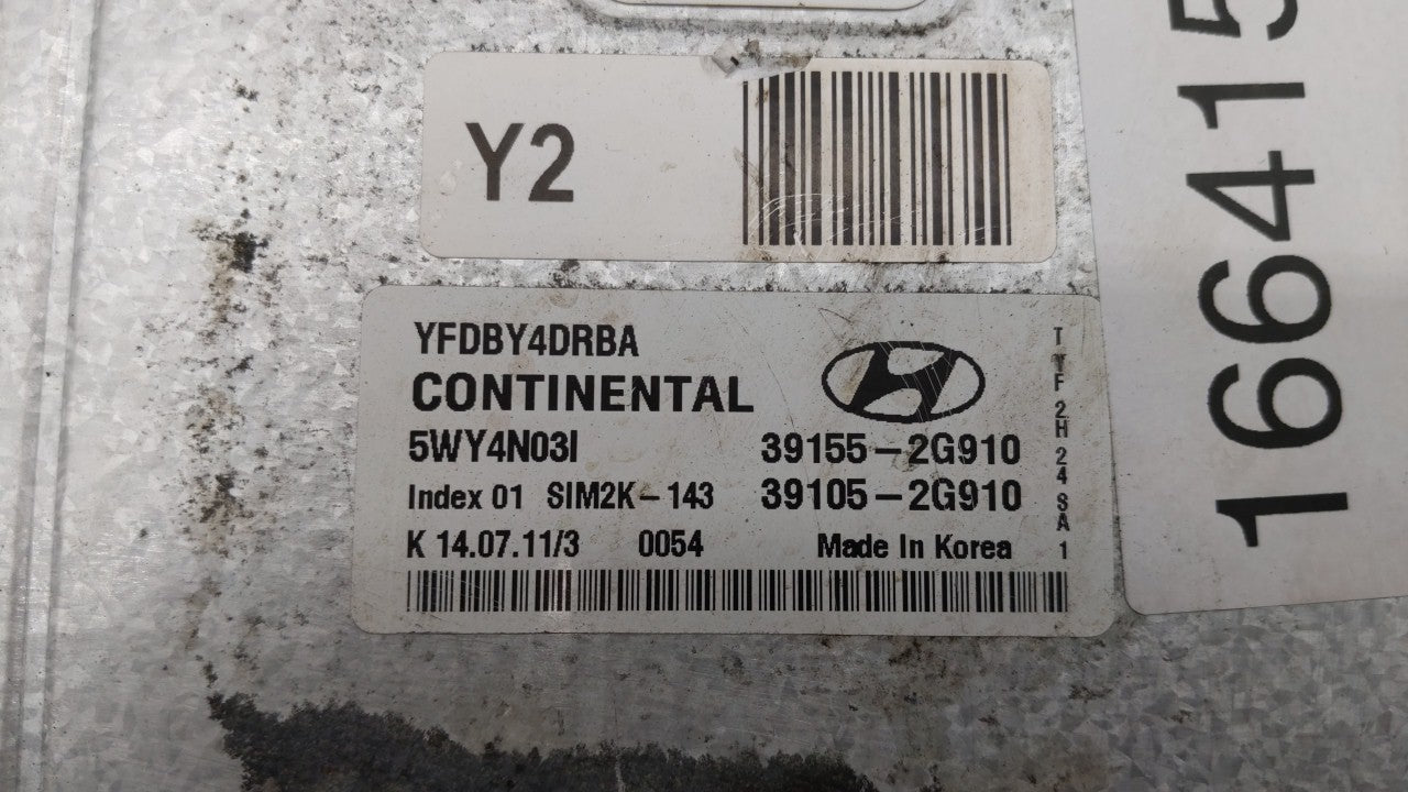 2011-2015 Hyundai Sonata PCM Engine Control Computer ECU ECM PCU OEM P/N:39155-2G912 39105-2G912 Fits OEM Used Auto Parts - 