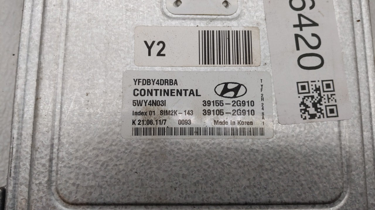 2011-2015 Hyundai Sonata PCM Engine Control Computer ECU ECM PCU OEM P/N:39155-2G912 39105-2G912 Fits OEM Used Auto Parts - 