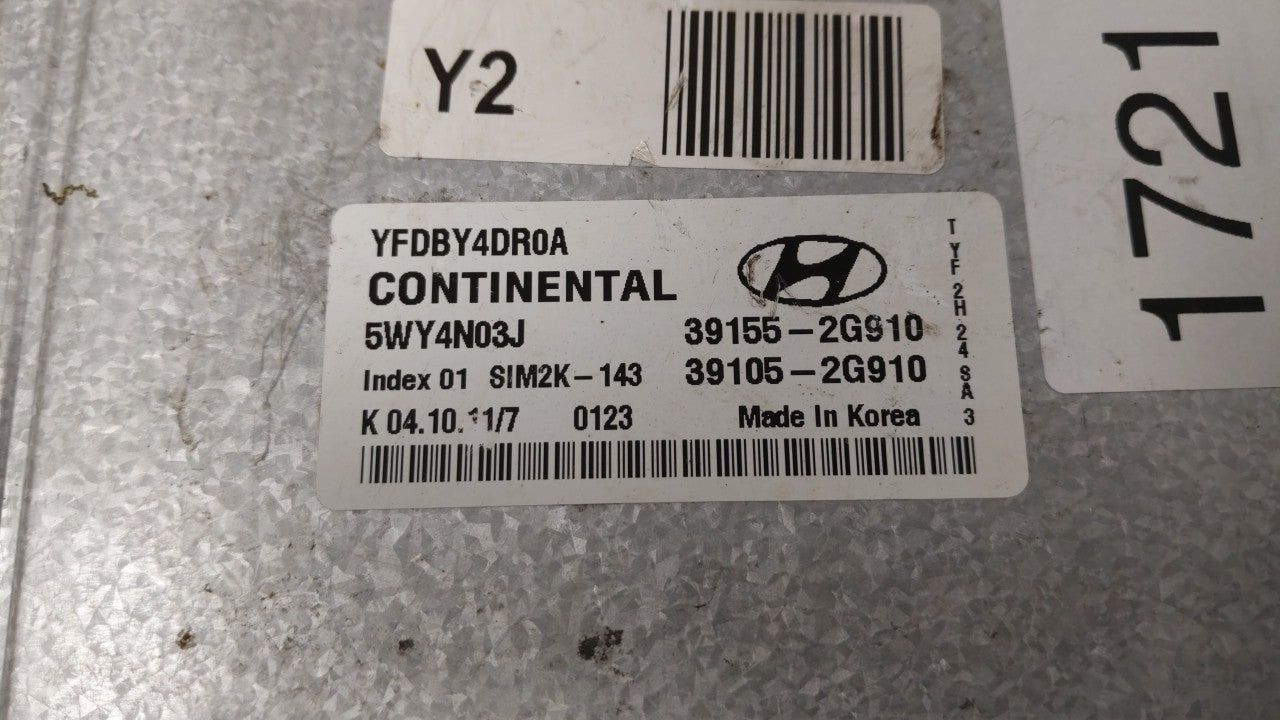 2011-2015 Hyundai Sonata PCM Engine Control Computer ECU ECM PCU OEM P/N:39155-2G912 39105-2G912 Fits OEM Used Auto Parts - 
