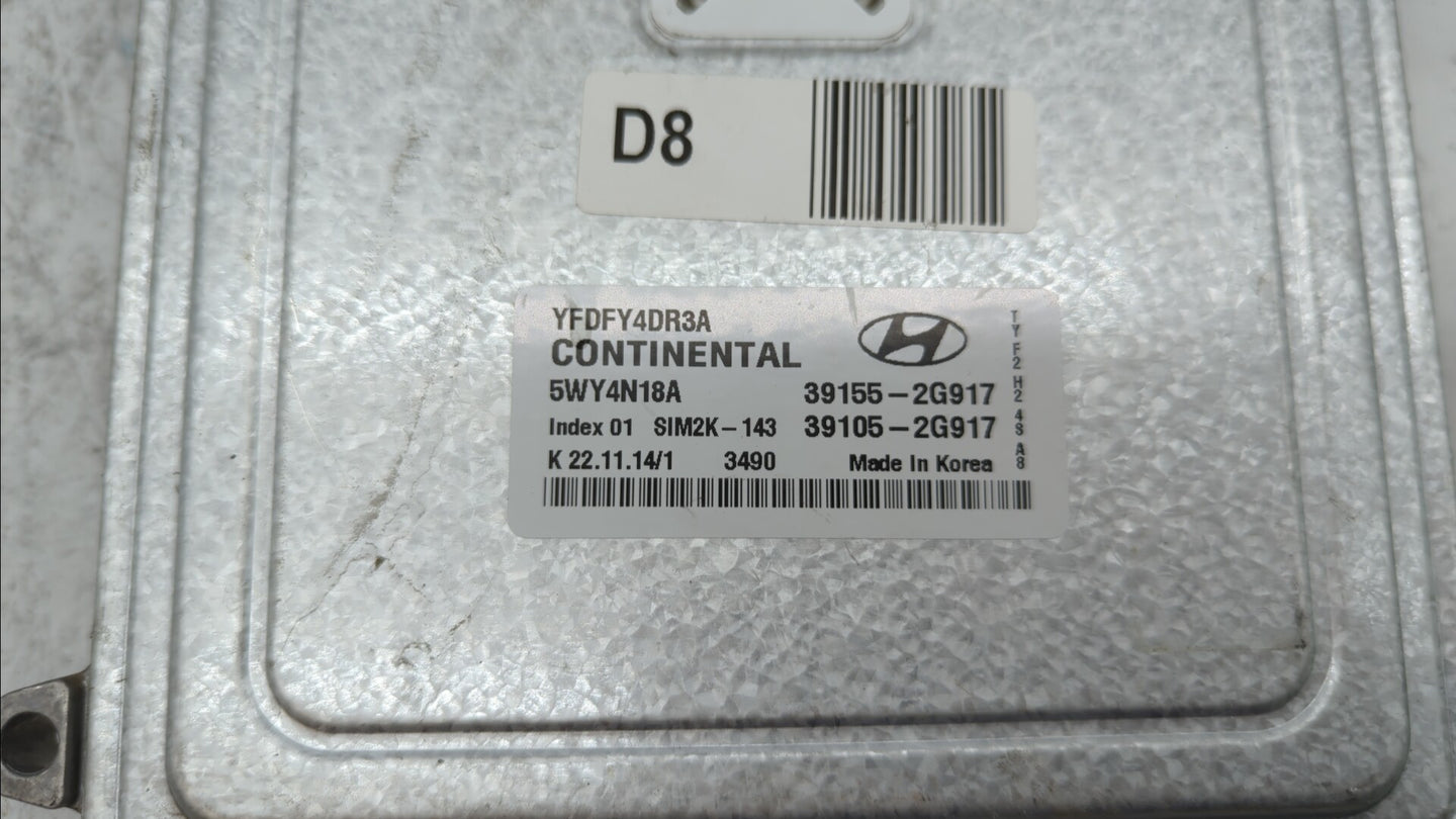 2011-2015 Hyundai Sonata PCM Engine Control Computer ECU ECM PCU OEM P/N:39155-2G916 39105-2G916 Fits OEM Used Auto Parts - 