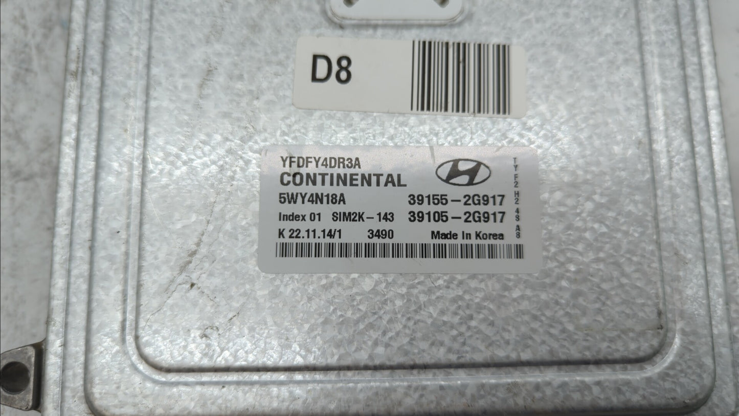 2011-2015 Hyundai Sonata PCM Engine Control Computer ECU ECM PCU OEM P/N:39155-2G916 39105-2G916 Fits OEM Used Auto Parts - 
