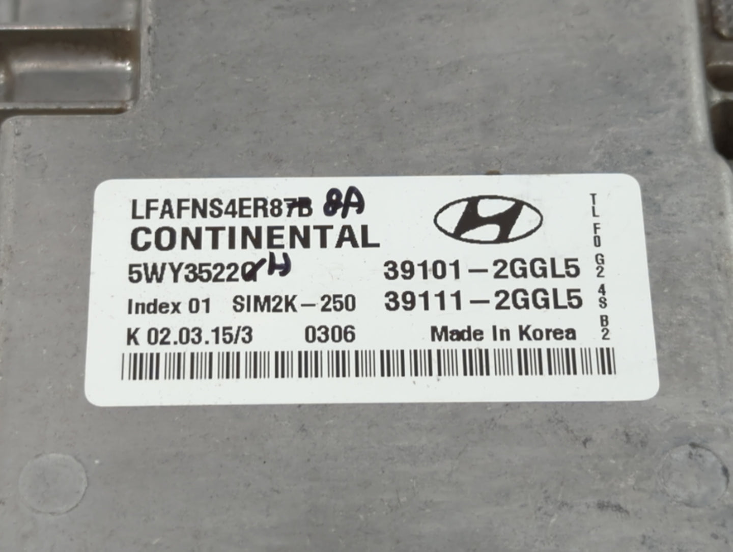 2015-2017 Hyundai Sonata PCM Engine Control Computer ECU ECM PCU OEM P/N:39101-2GGL5 39111-2GGL5 Fits Fits 2015 2016 2017 OE