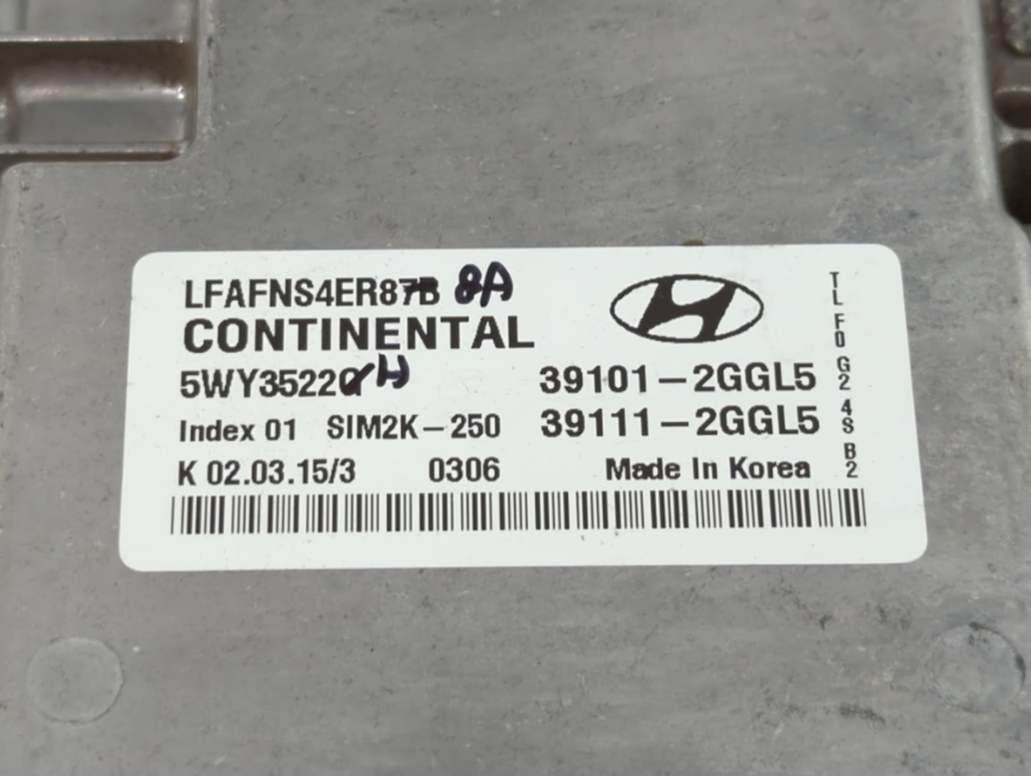 2015-2017 Hyundai Sonata PCM Engine Control Computer ECU ECM PCU OEM P/N:39101-2GGL5 39111-2GGL5 Fits Fits 2015 2016 2017 OE