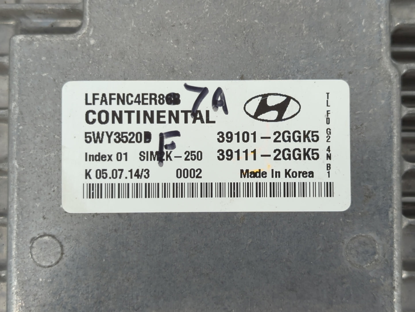 2015-2017 Hyundai Sonata PCM Engine Control Computer ECU ECM PCU OEM P/N:39111-2GGK0 39101-2GGK0 Fits Fits 2015 2016 2017 OE