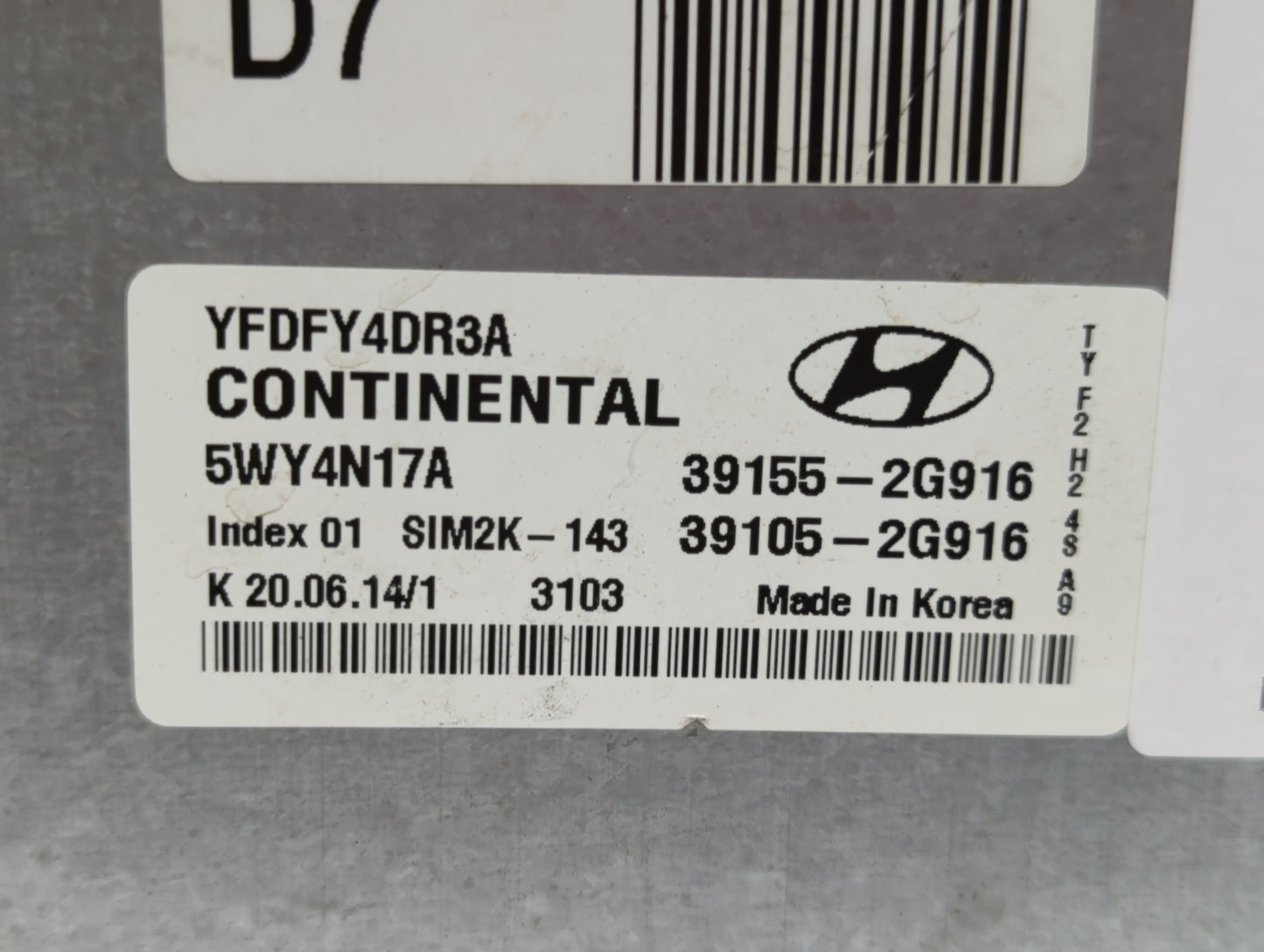 2011-2015 Hyundai Sonata PCM Engine Control Computer ECU ECM PCU OEM P/N:39105-2G916 39155-2G916 Fits OEM Used Auto Parts - 