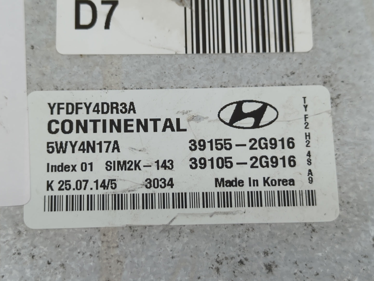 2011-2015 Hyundai Sonata PCM Engine Control Computer ECU ECM PCU OEM P/N:39105-2G916 39155-2G916 Fits OEM Used Auto Parts - 