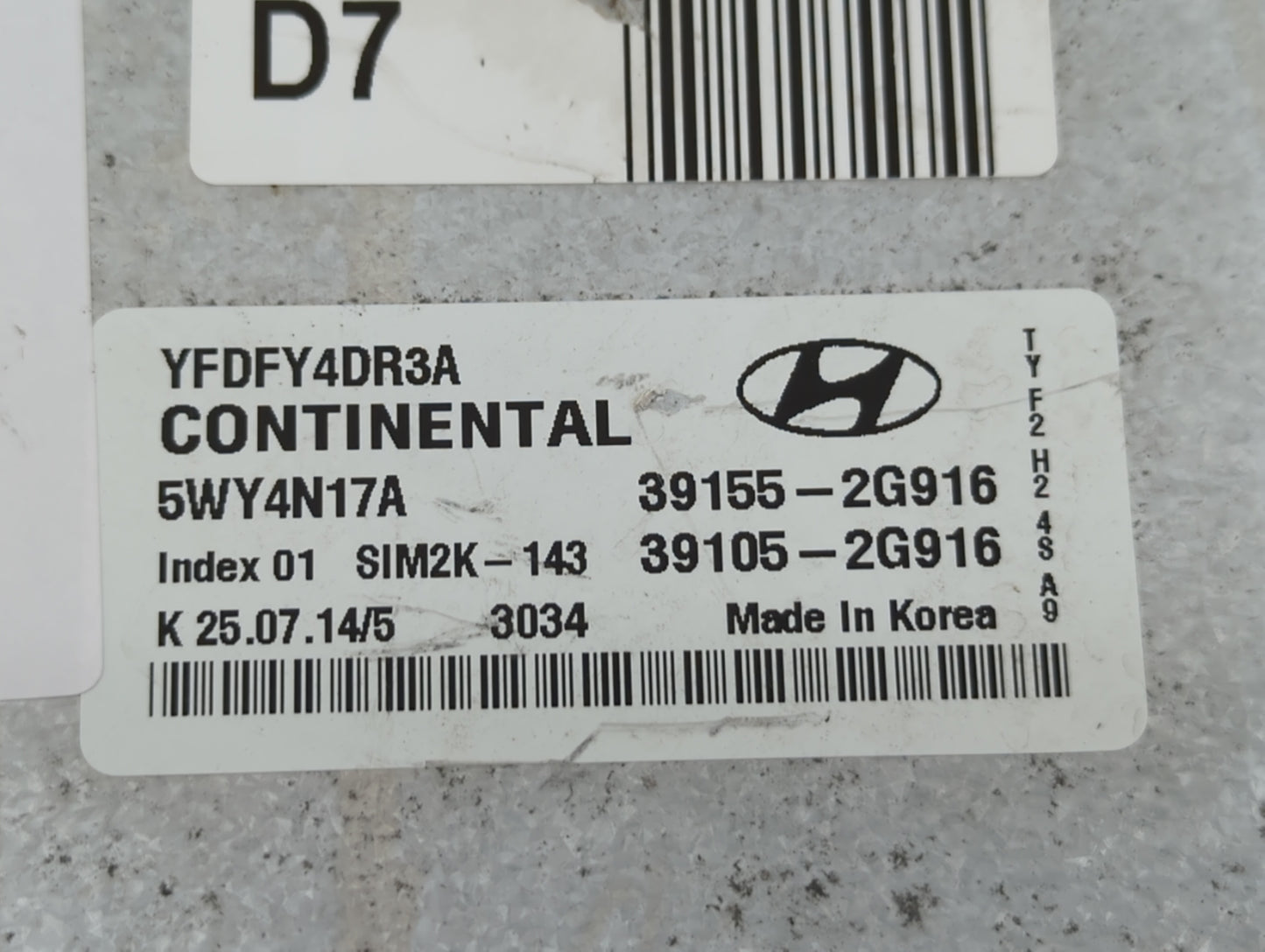 2011-2015 Hyundai Sonata PCM Engine Control Computer ECU ECM PCU OEM P/N:39105-2G916 39155-2G916 Fits OEM Used Auto Parts - 