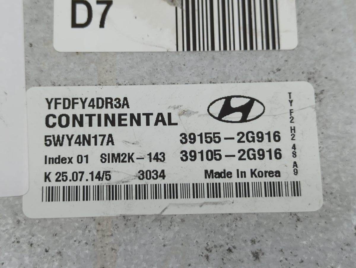 2011-2015 Hyundai Sonata PCM Engine Control Computer ECU ECM PCU OEM P/N:39105-2G916 39155-2G916 Fits 2011 2012 2013 2014 20