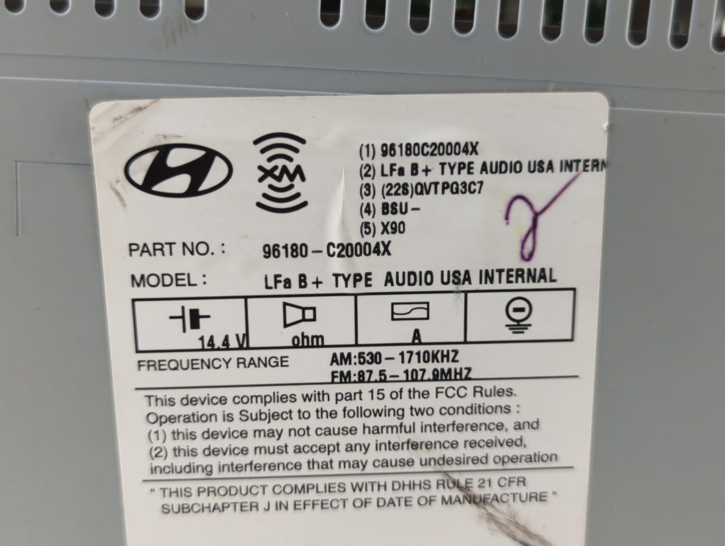 2015-2015 Hyundai Sonata Am Fm Cd Player Radio Receiver - Oemusedautoparts1.com