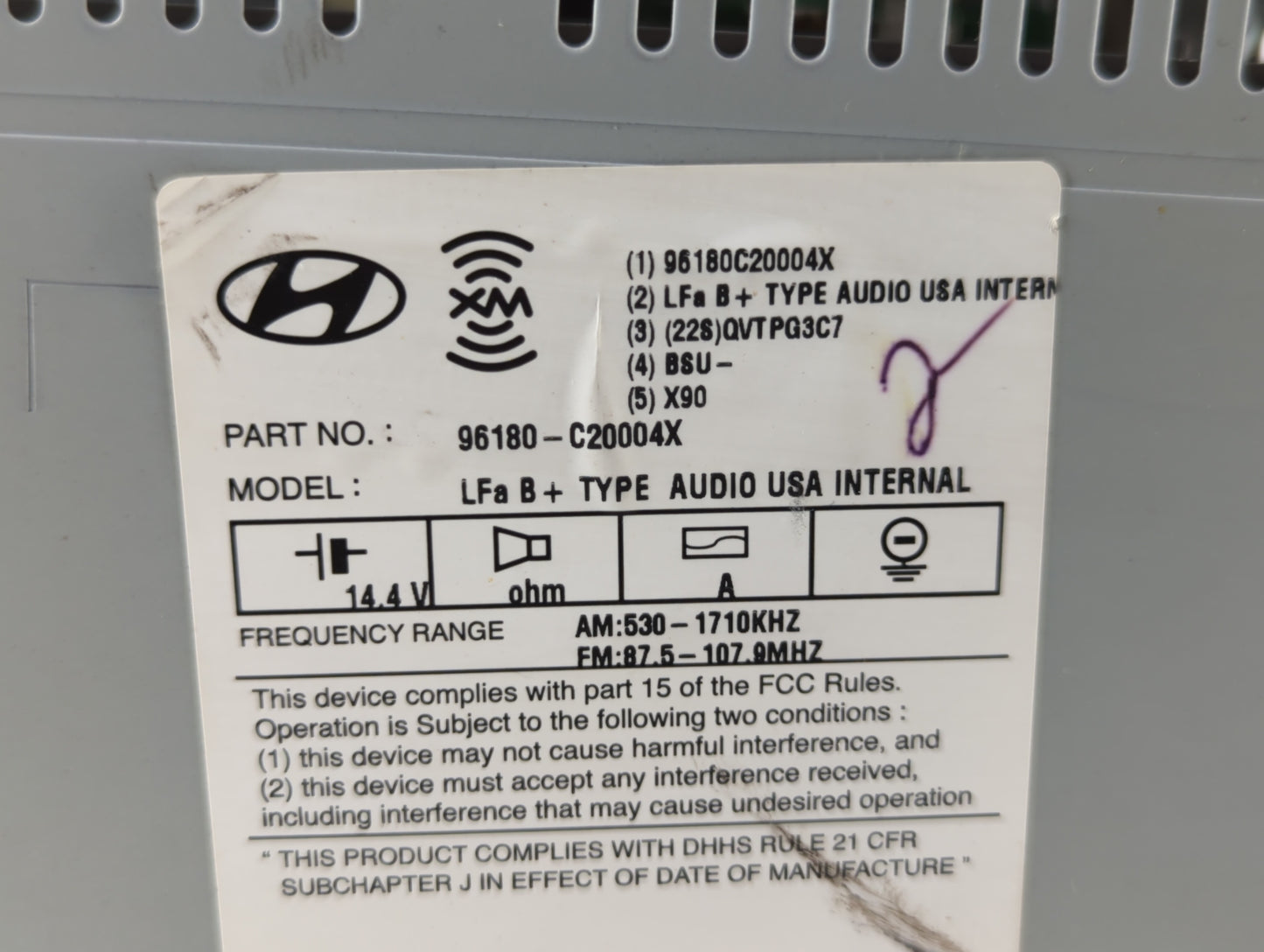 2015-2015 Hyundai Sonata Am Fm Cd Player Radio Receiver - Oemusedautoparts1.com