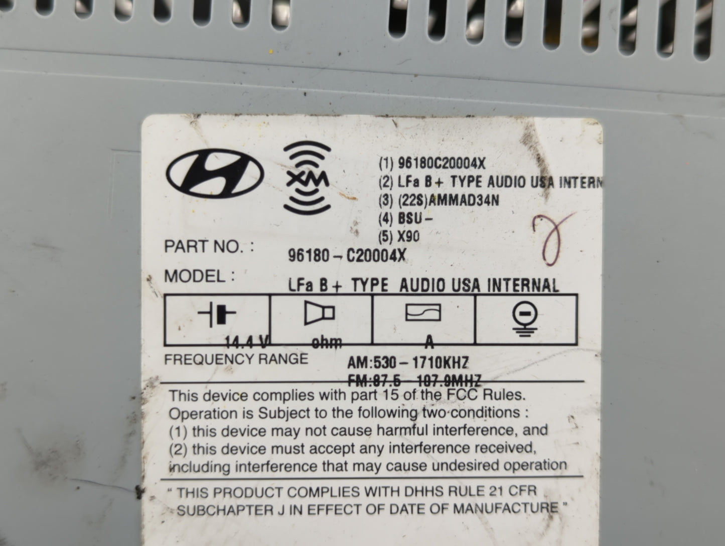 2015-2017 Hyundai Sonata Am Fm Cd Player Radio Receiver - Oemusedautoparts1.com