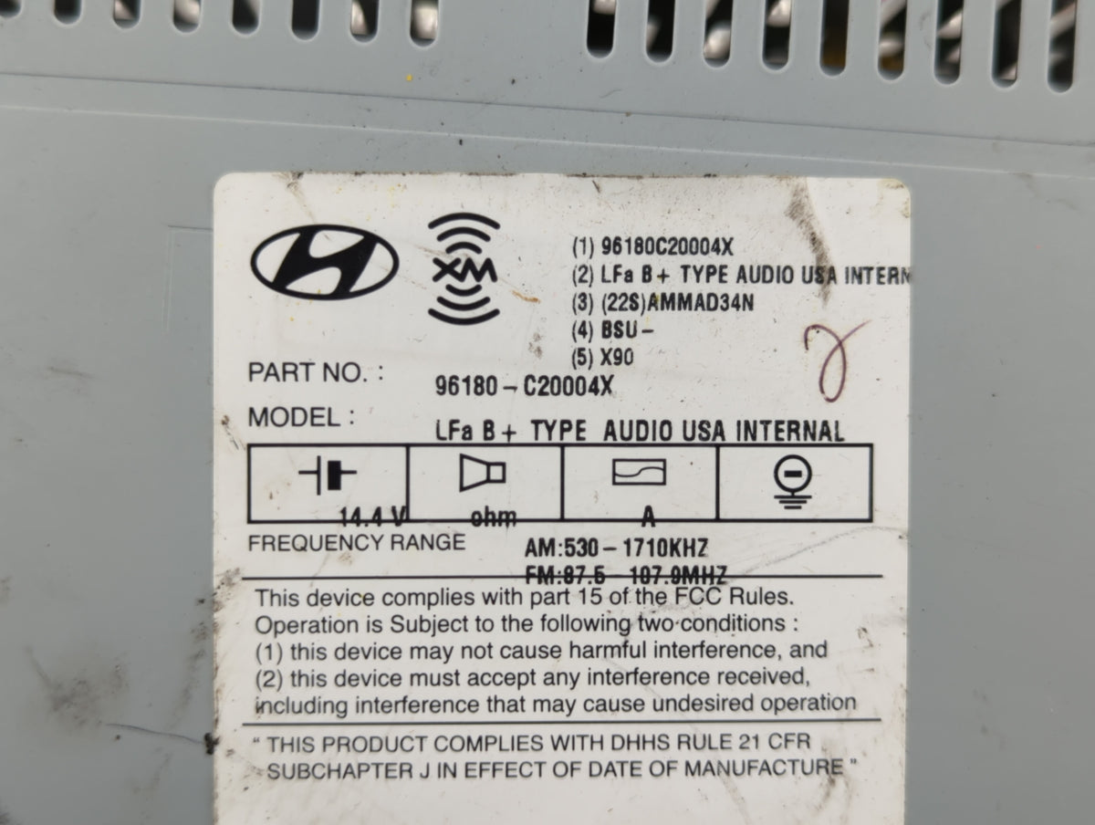 2015-2017 Hyundai Sonata Am Fm Cd Player Radio Receiver 528020 - Oemusedautoparts1.com