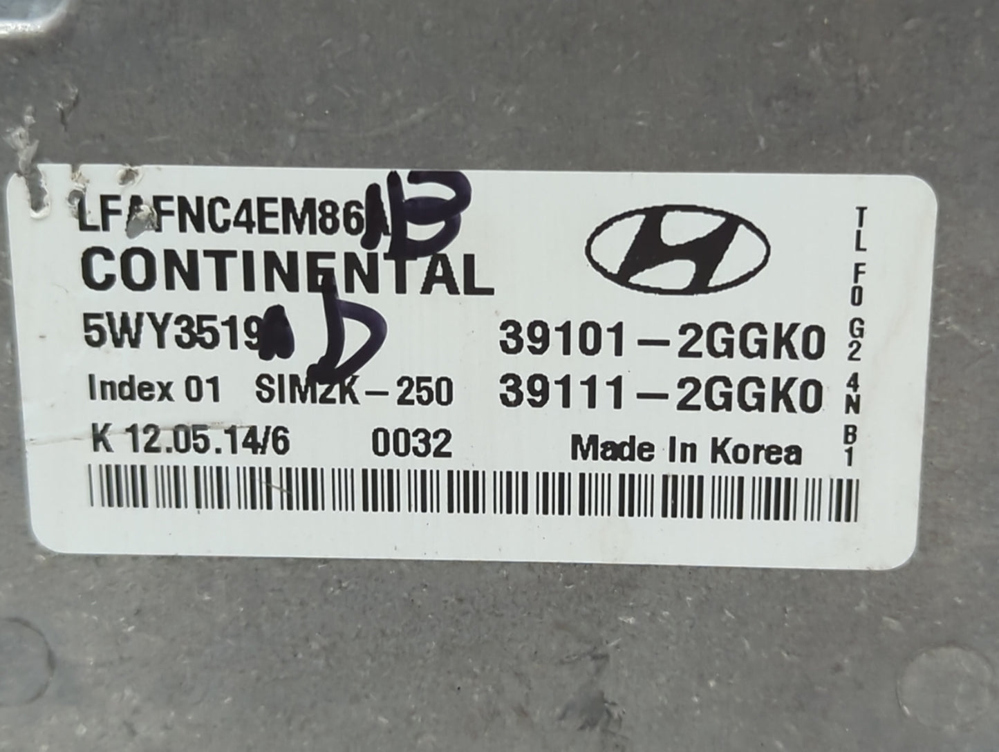 2015-2017 Hyundai Sonata PCM Engine Control Computer ECU ECM PCU OEM P/N:39111-2GGK0 39101-2GGK0 Fits Fits 2015 2016 2017 OE