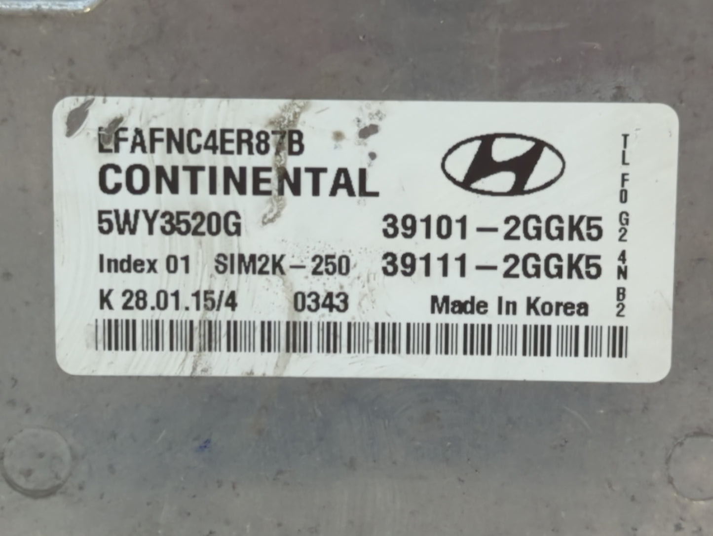 2015-2017 Hyundai Sonata PCM Engine Control Computer ECU ECM PCU OEM P/N:39101-2GGK5 39111-2GGK5 Fits Fits 2015 2016 2017 OE