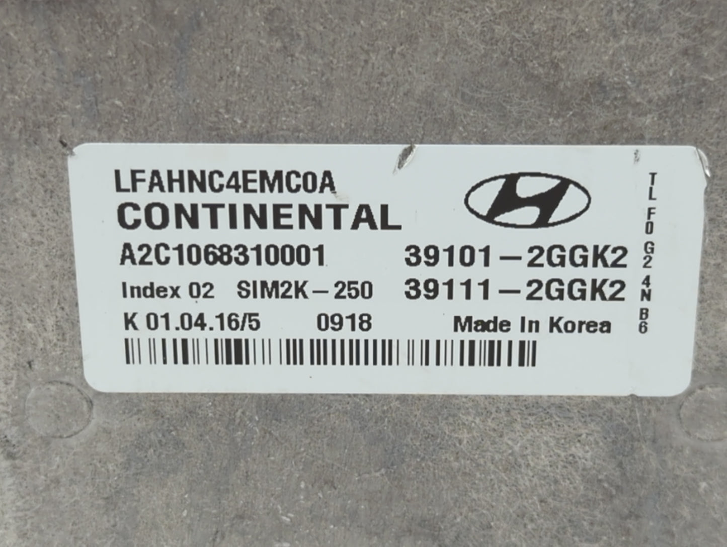 2015-2017 Hyundai Sonata PCM Engine Control Computer ECU ECM PCU OEM P/N:39101-2GGL0 Fits Fits 2015 2016 2017 OEM Used Auto 