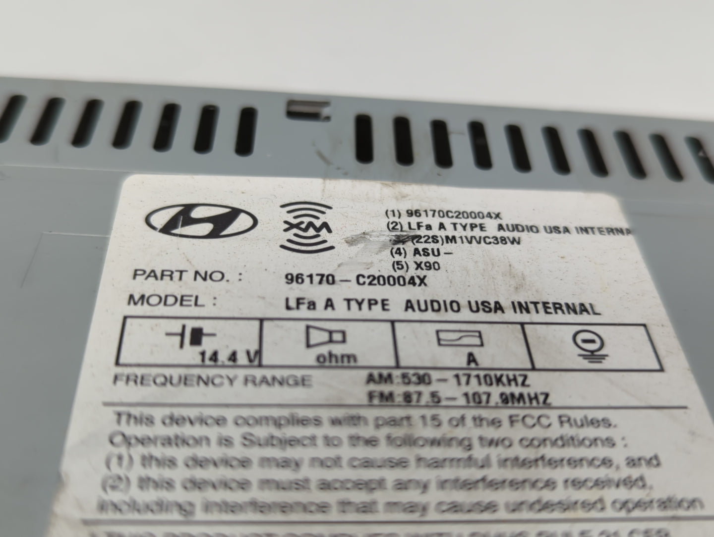 2015 Hyundai Sonata Radio AM FM Cd Player Receiver Replacement P/N:96170-C20004X Fits OEM Used Auto Parts - Oemusedautoparts