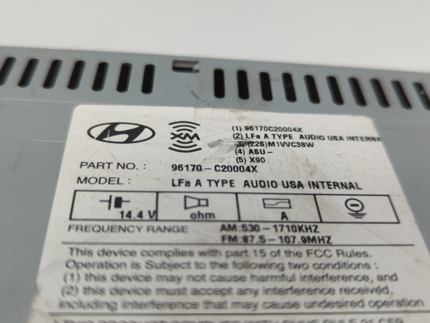 2015 Hyundai Sonata Radio AM FM Cd Player Receiver Replacement P/N:96170-C20004X Fits OEM Used Auto Parts - Oemusedautoparts