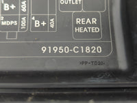 2015 Hyundai Sonata Fusebox Fuse Box Panel Relay Module P/N:91950-C1820 Fits OEM Used Auto Parts - Oemusedautoparts1.com