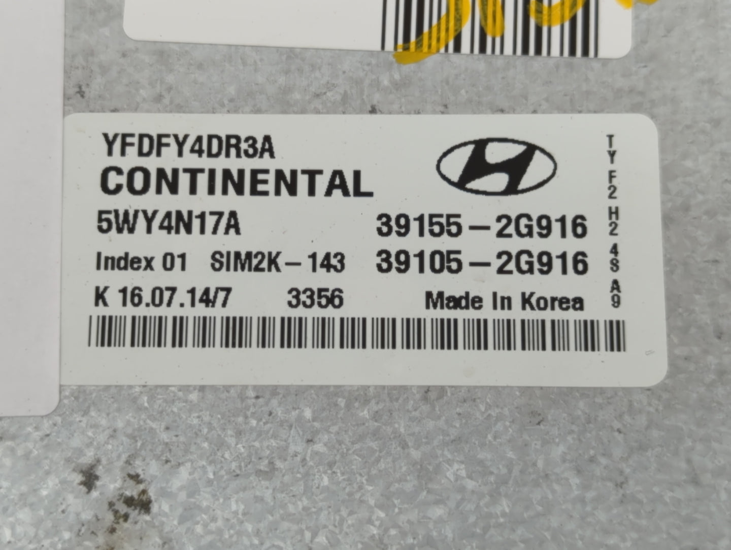 2011-2015 Hyundai Sonata PCM Engine Control Computer ECU ECM PCU OEM P/N:39105-2G916 39155-2G916 Fits OEM Used Auto Parts - 