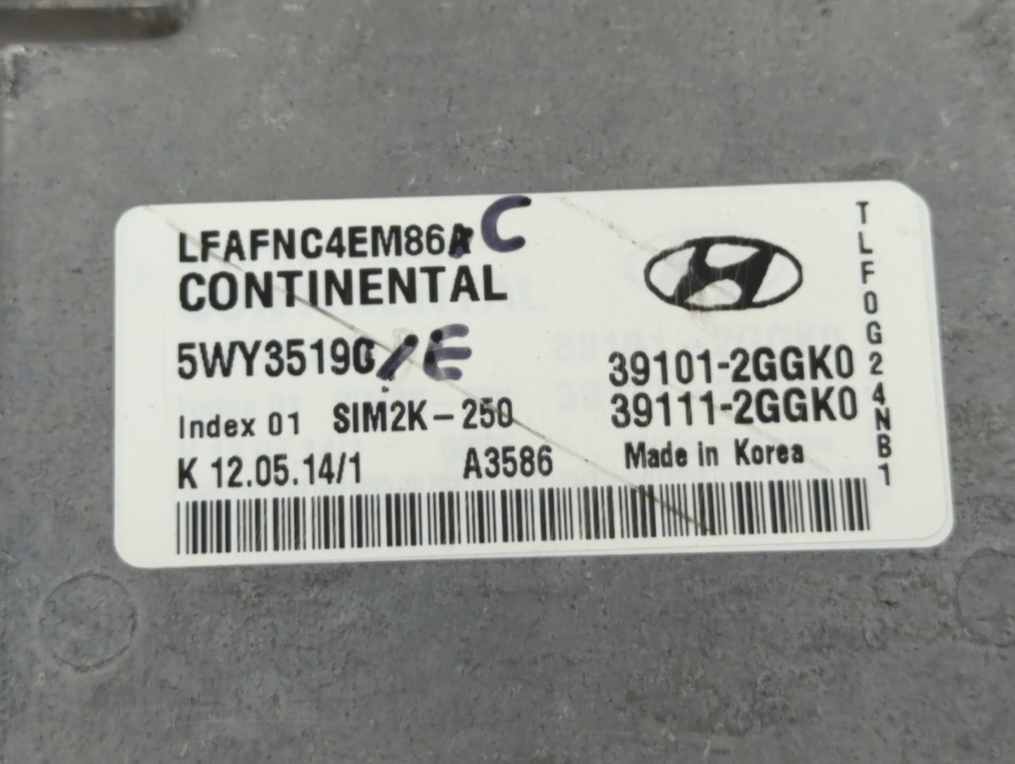 2015-2017 Hyundai Sonata PCM Engine Control Computer ECU ECM PCU OEM P/N:39111-2GGK0 39101-2GGK0 Fits Fits 2015 2016 2017 OE