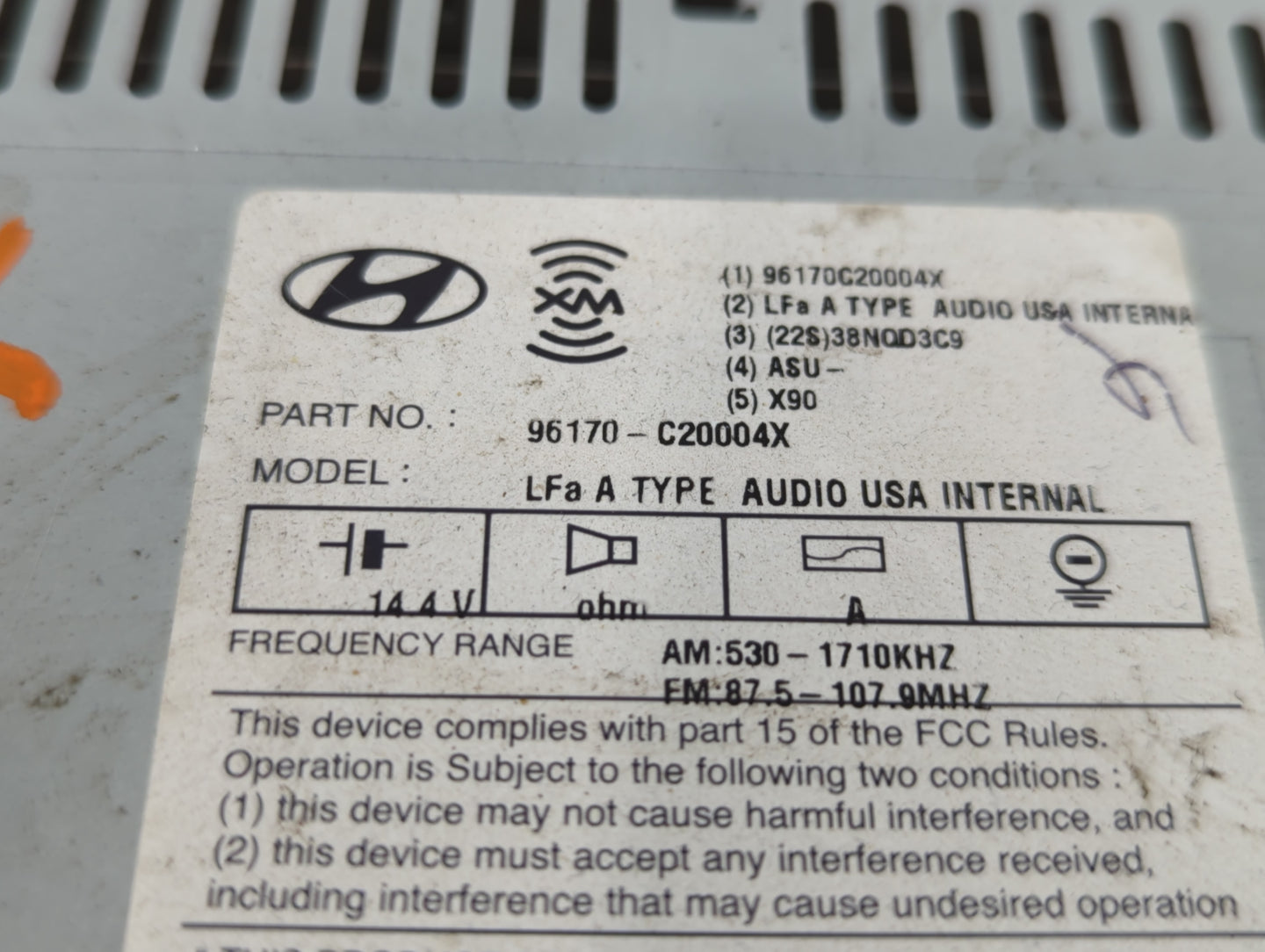 2015-2015 Hyundai Sonata Am Fm Cd Player Radio Receiver - Oemusedautoparts1.com