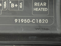 2015 Hyundai Sonata Fusebox Fuse Box Panel Relay Module P/N:91950-C1820 Fits OEM Used Auto Parts - Oemusedautoparts1.com