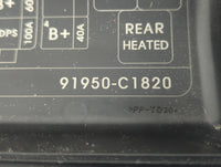 2015 Hyundai Sonata Fusebox Fuse Box Panel Relay Module P/N:91950-C1820 Fits OEM Used Auto Parts - Oemusedautoparts1.com