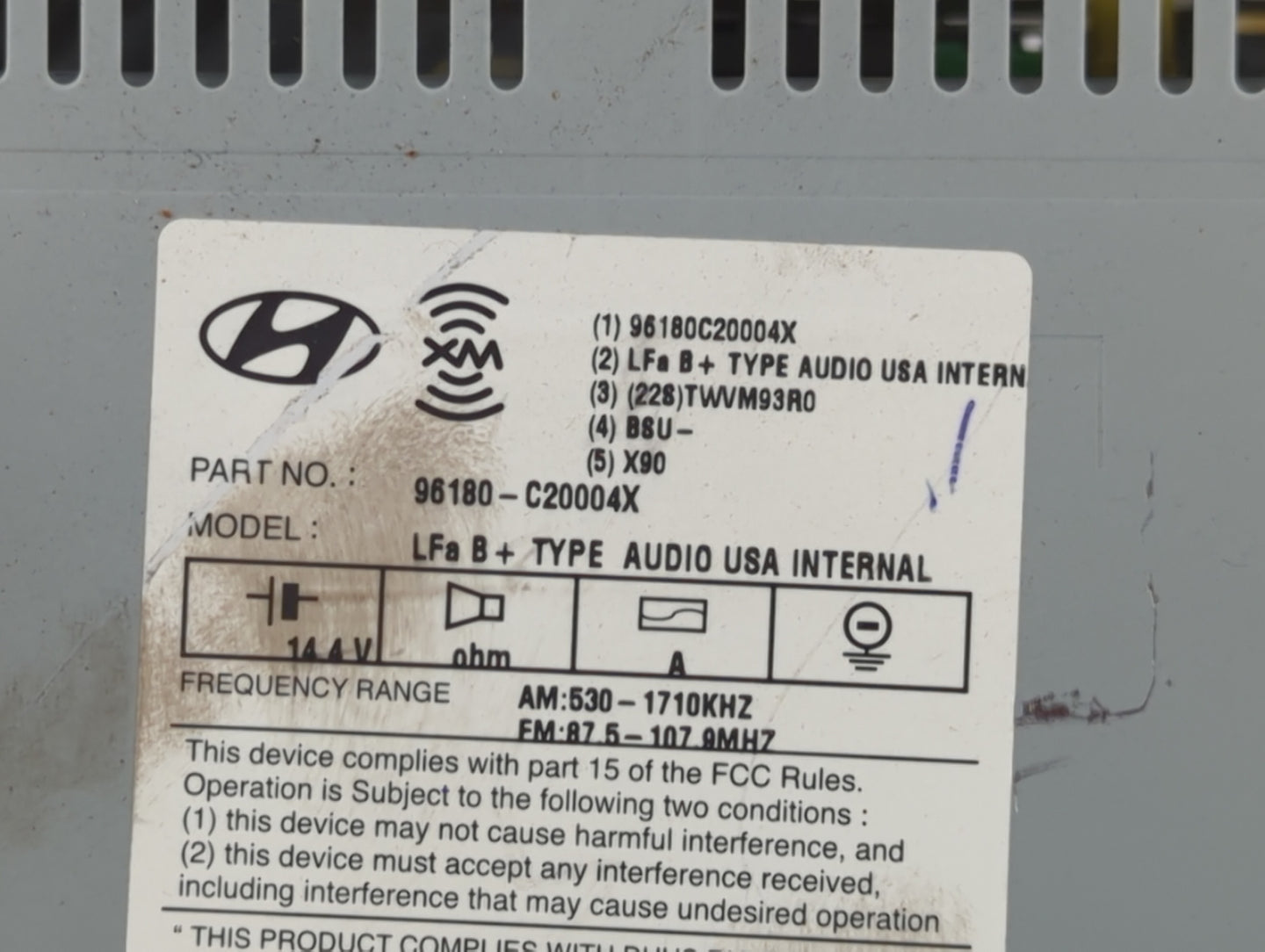 2015-2017 Hyundai Sonata Radio AM FM Cd Player Receiver Replacement P/N:96180-C20004X Fits Fits 2015 2016 2017 OEM Used Auto