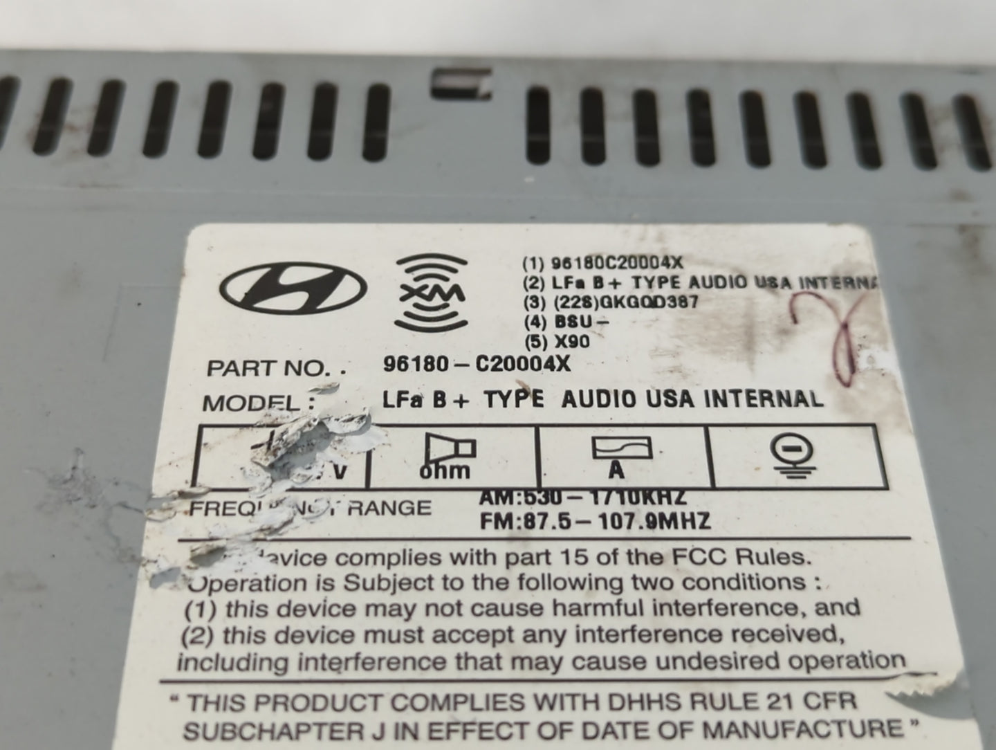 2015-2017 Hyundai Sonata Radio AM FM Cd Player Receiver Replacement P/N:96180-C20004X Fits Fits 2015 2016 2017 OEM Used Auto