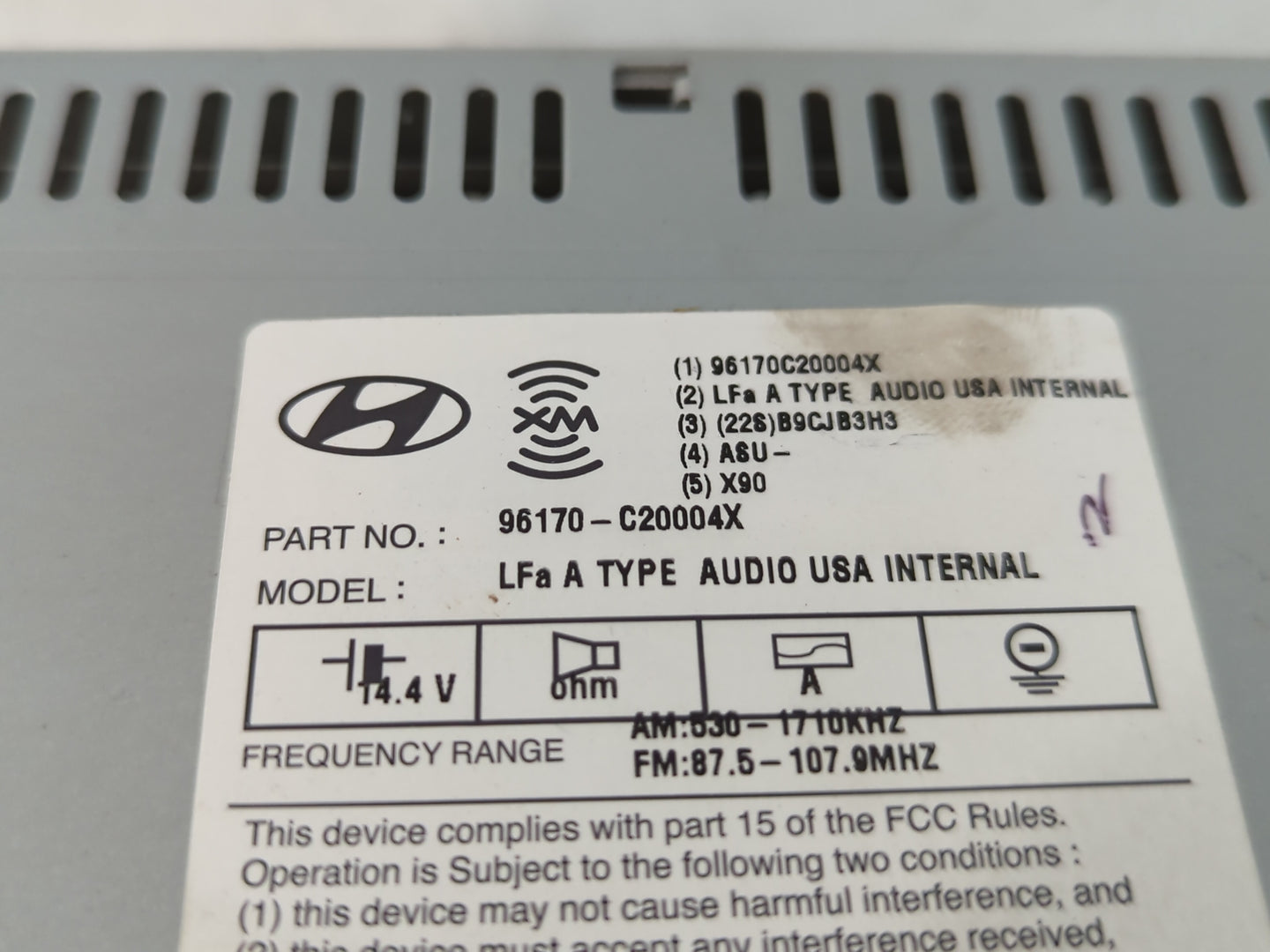 2015 Hyundai Sonata Radio AM FM Cd Player Receiver Replacement P/N:96170-C20004X Fits OEM Used Auto Parts - Oemusedautoparts