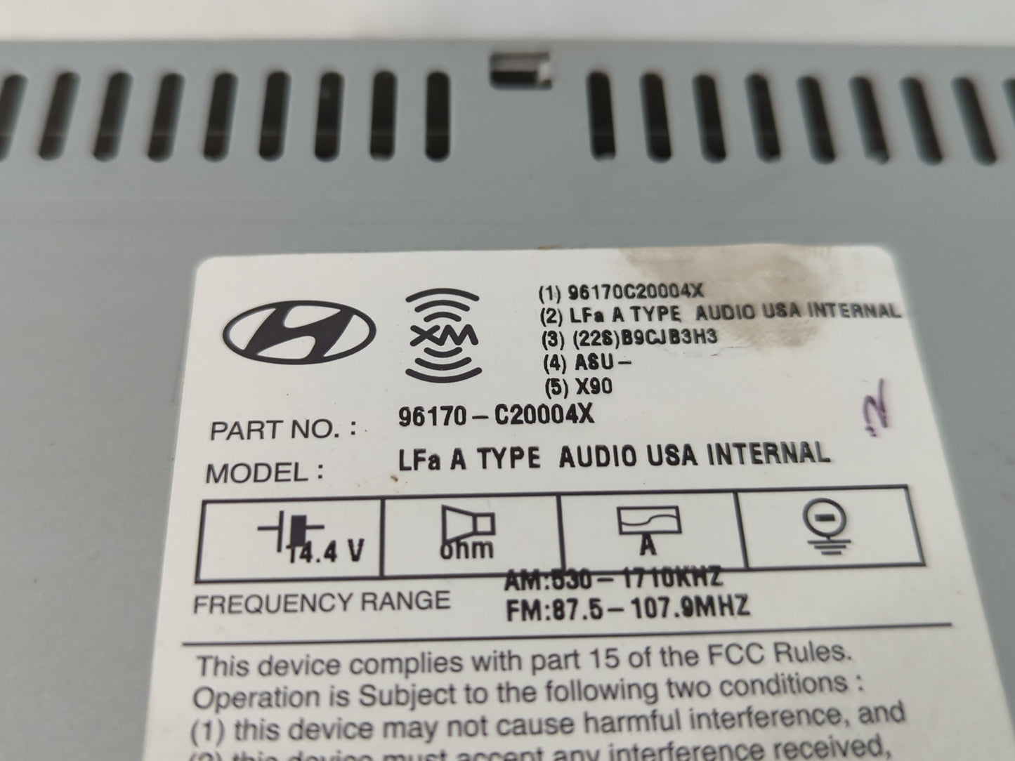 2015 Hyundai Sonata Radio AM FM Cd Player Receiver Replacement P/N:96170-C20004X Fits OEM Used Auto Parts - Oemusedautoparts